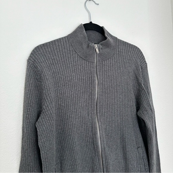 Theory Amador Breach Cotton Full Zip Knit Sweater Size Large Men’s Dark Gray - Picture 3 of 11